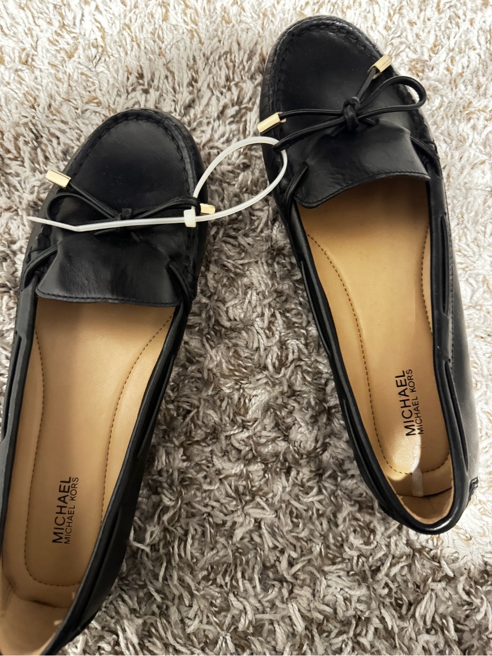 Michael Kors Black Leather Bow Tie Moccasin Flats
